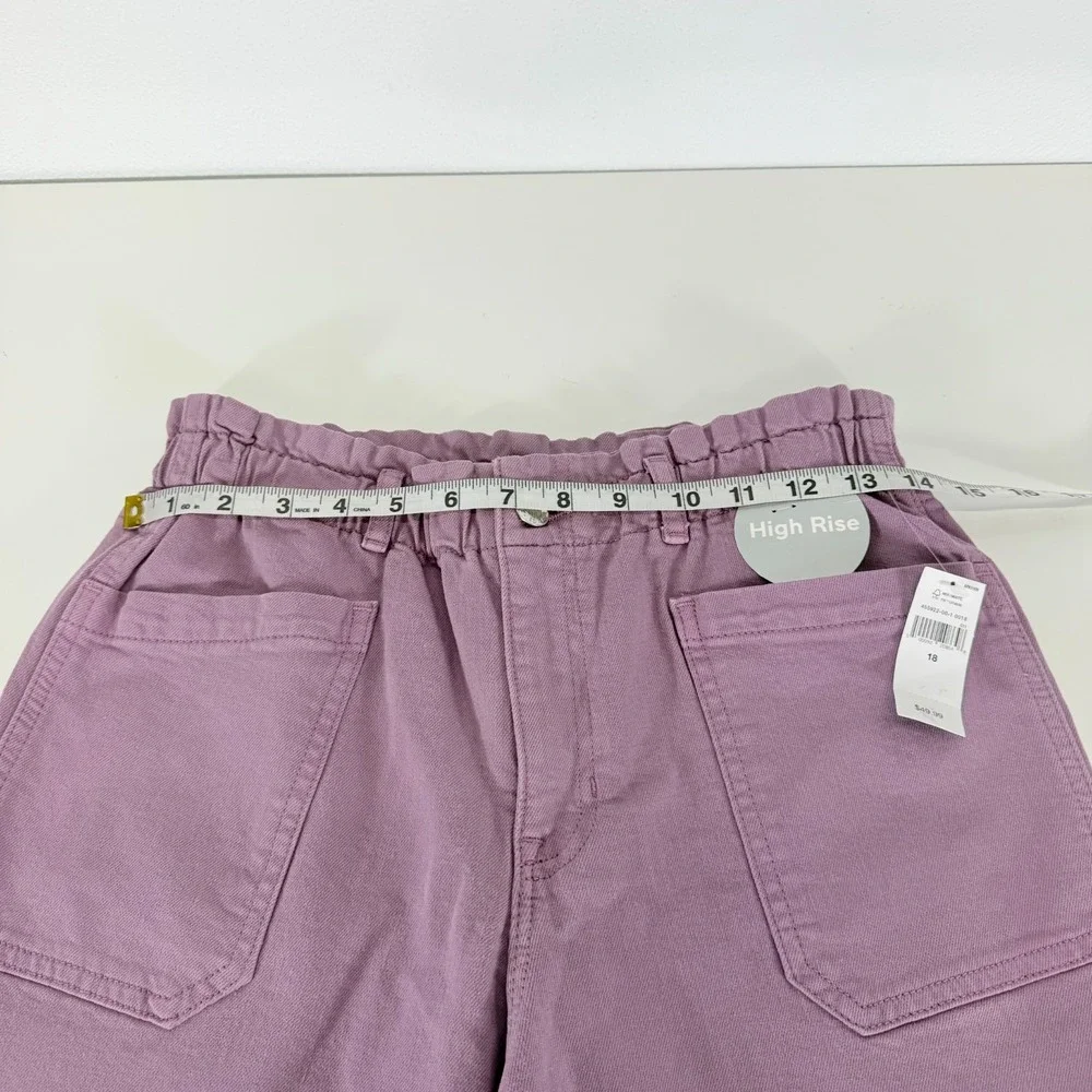 GAP NWT Girls High-Rise Elastic Paperbag Waist Denim Lt Purple Mom Jeans Size 18
